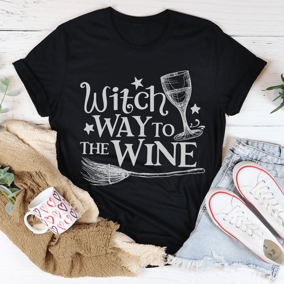 Witch Way To The Wine Tee by shopmerchmallow