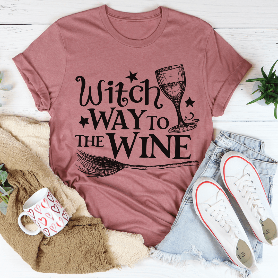 Witch Way To The Wine Tee by shopmerchmallow