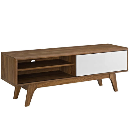 Wooden 48” TV Stand in Walnut White by Plugsus Home Furniture