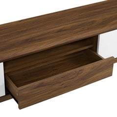 Wooden Media Console 70" Wood TV Stand in Walnut & White by Plugsus Home Furniture