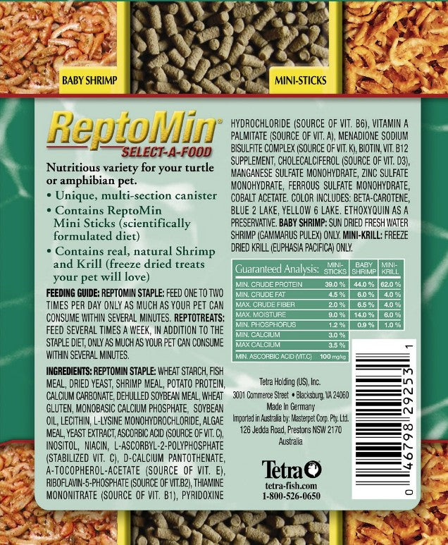 Tetrafauna Reptomin Select-A-Food: Three-in-One Reptile Diet with Staple Foods and Treats by Dog Hugs Cat