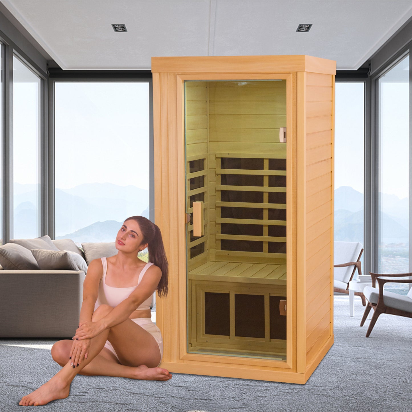 Mini One Person Basswood Far Infrared Sauna Room