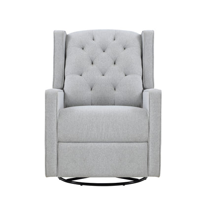 Milah Gliding Swivel Recliner Tufted Brushed Tweed Fabric