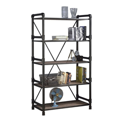 ACME Caitlin Bookshelf in Rustic Oak & Black 92220