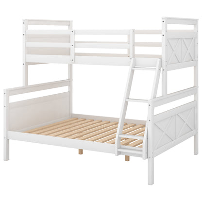 Twin over Full Bunk Bed with ladder, Safety Guardrail, Perfect for Bedroom, White