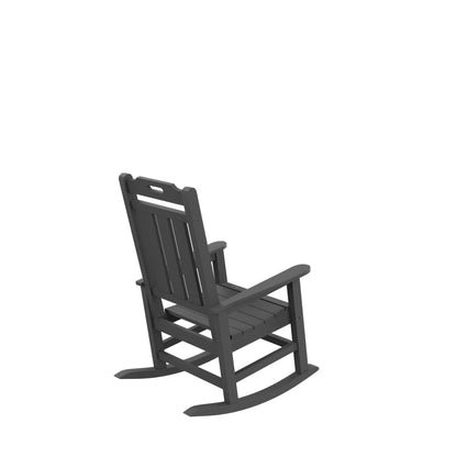 Presidential Rocking Chair HDPE Rocking Chair Fade-Resistant Porch Rocker Chair, All Weather Waterproof for Balcony/Beach/Pool Gray