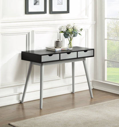 Burton 3 Drawer Desk In Black/Gray