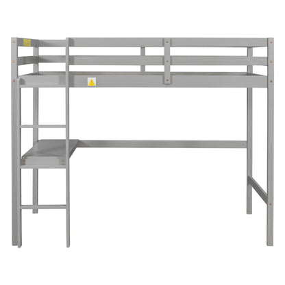 Twin Loft Bed with  built-in desk,Grey