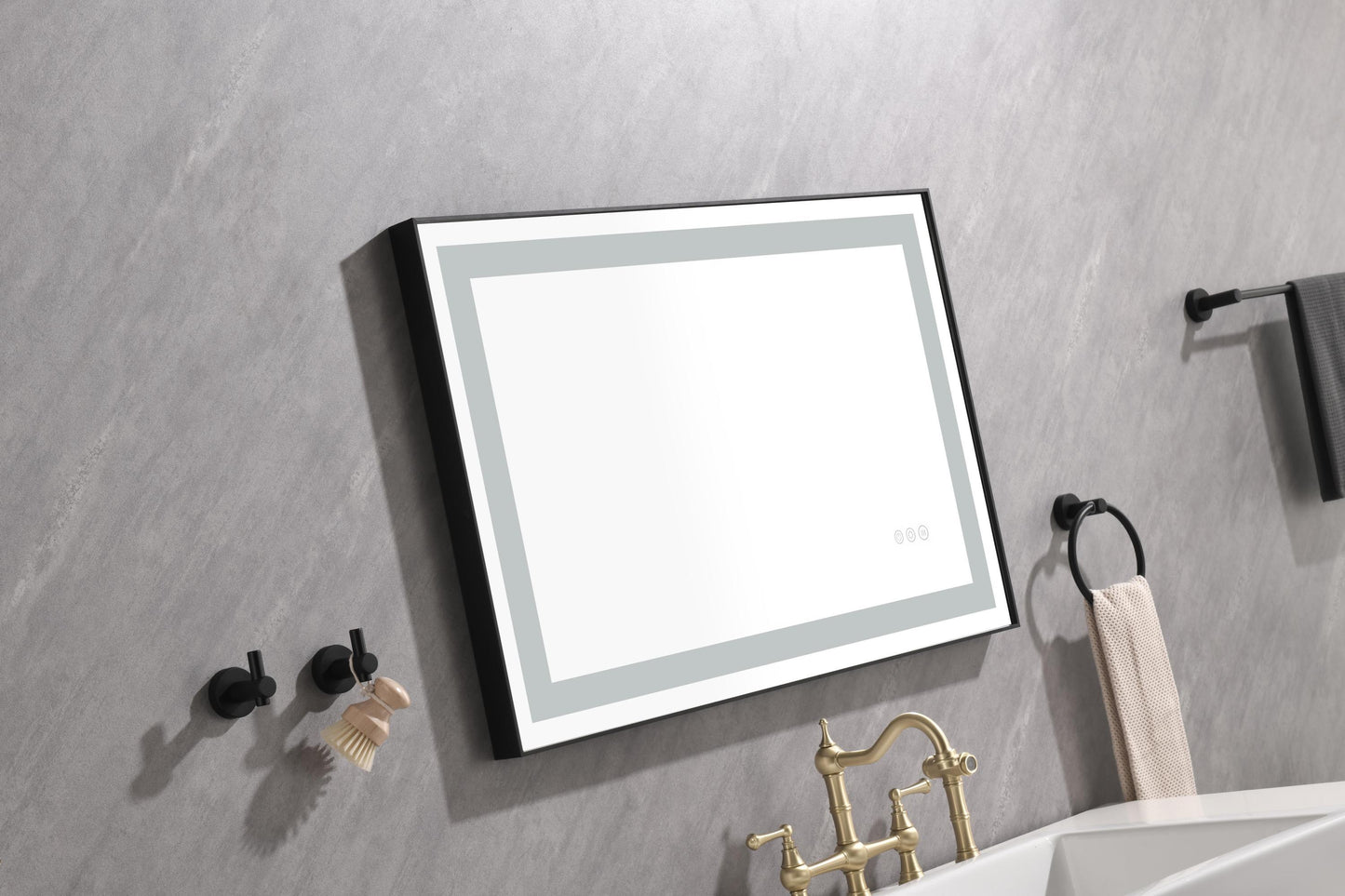 36*24 LED Lighted Bathroom Wall Mounted Mirror with High Lumen+Anti-Fog Separately Control