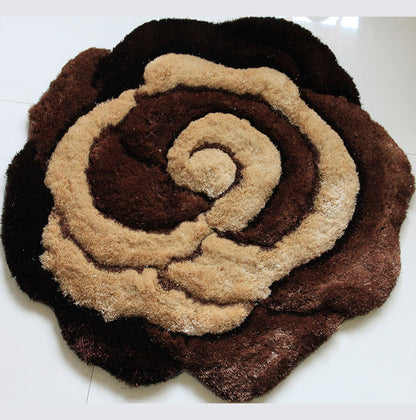 Flower Shape Hand Tufted 2-inch Thick Shag Rug (36-in Diameter)