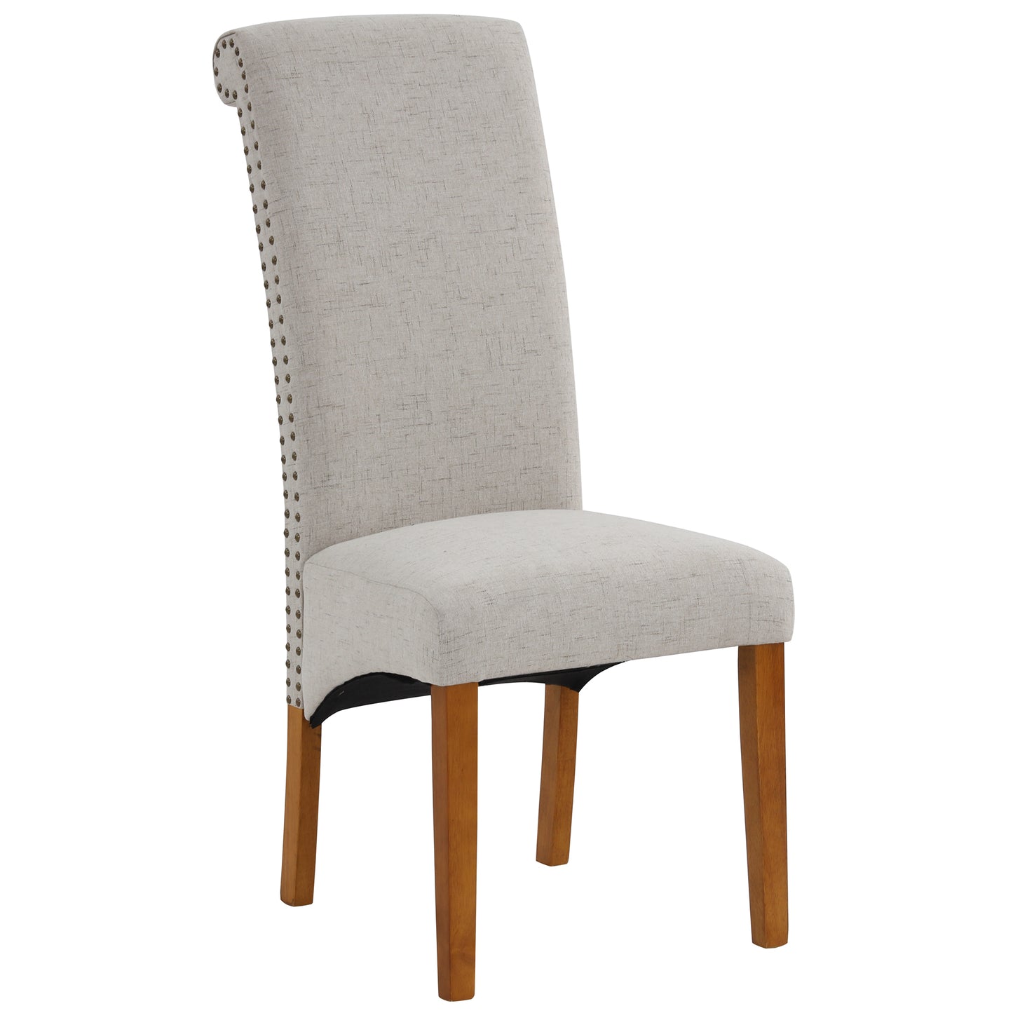 Set of 2 Upholstered Fabric Dining Chairs,Modern High Back Button- linen Kitchen Dining Chairs with Solid Wood Legs and Nailed Trim,Side Chairs Armless Chair Parsons Chair for Kitchen