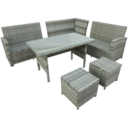 TOPMAX 6-Piece Patio Furniture Set Outdoor Sectional Sofa with Glass Table, Ottomans for Pool, Backyard, Lawn (Gray)