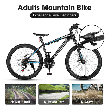 A26299 Rycheer Elecony 26 inch Mountain Bike Bicycle for Adults Aluminium Frame Bike Shimano 21-Speed with Disc Brake