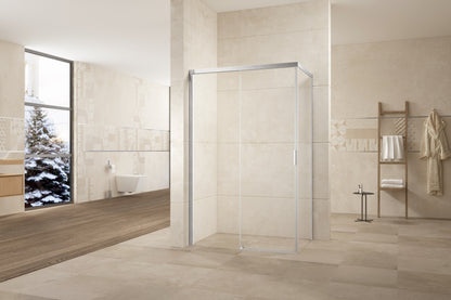 TRUSTMADE 48 in. H x 34 in. W x 76 in. H Semi-Frameless Square Sliding Shower Enclosure (cUPC Approved), w/ Invisible Rollers