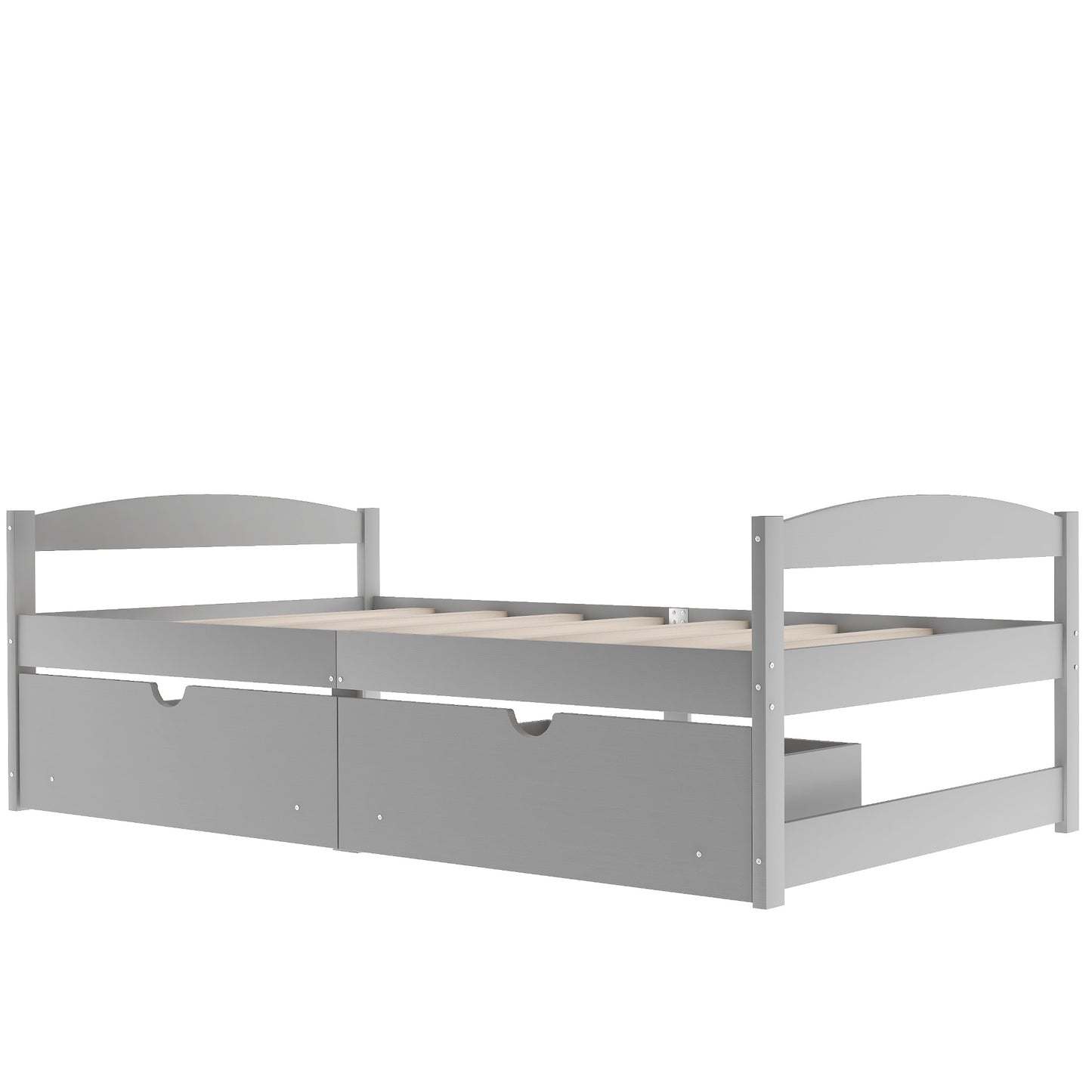 Twin size platform bed, with two drawers, gray （New）