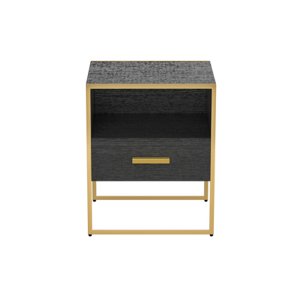 Update Modern Nightstand with 1Drawers, Suitable for Bedroom/Living Room/Side Table (Gold and Black )