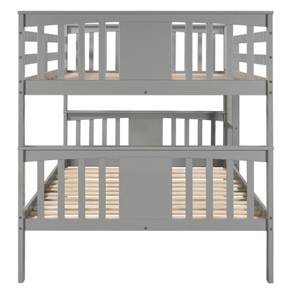 Full over Full Bunk Bed with Ladder for Bedroom, Guest Room Furniture-Gray(OLD SKU :LP000203AAE)