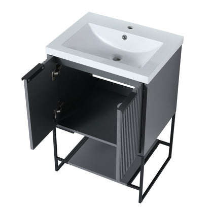 Rock Grey 24 Inch Freestanding Bathroom Vanity With Resin Basin,24x18