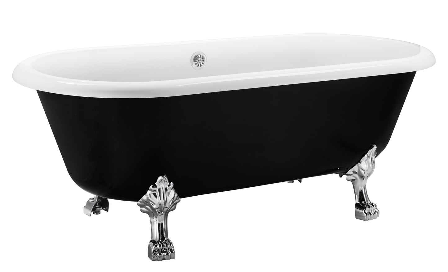 67" 100% Acrylic Freestanding Bathtub，Contemporary Soaking Tub，white inside black outside