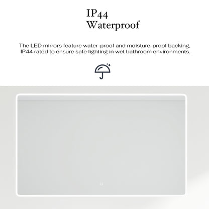 60 x 35 in.  Large Rectangular Frameless Wall-Mount Anti-Fog LED Light Bathroom Vanity Mirror