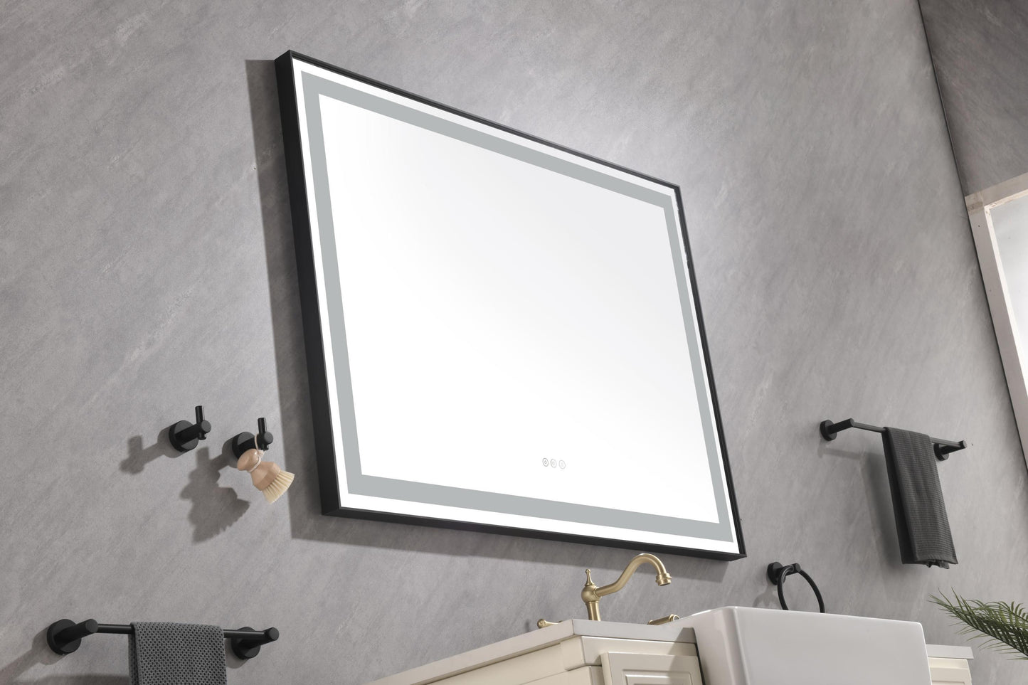 48*36 LED Lighted Bathroom Wall Mounted Mirror with High Lumen+Anti-Fog Separately Control