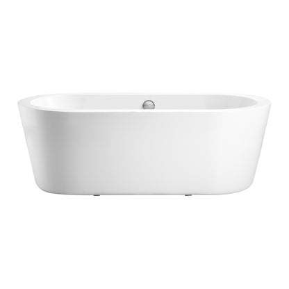 59"L x 29.5\\\'\\\'W Acrylic Art Freestanding Alone White Soaking Bathtub with UPC Certified Brushed Nickel Overflow and Pop-up Drain