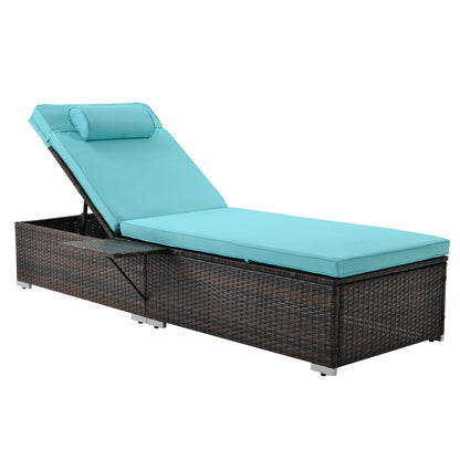 Outdoor PE Wicker Chaise Lounge - 2 Piece patio lounge chair; chase longue; lazy boy recliner;outdoor lounge chairs set of 2;beach chairs; recliner chair with side talbe  (Same as W213S00038)