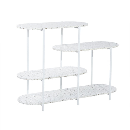 4-Tier Multi-Function Storage Shelf,Living Room Bookshelf, Small Kitchen Shelf,Marble White