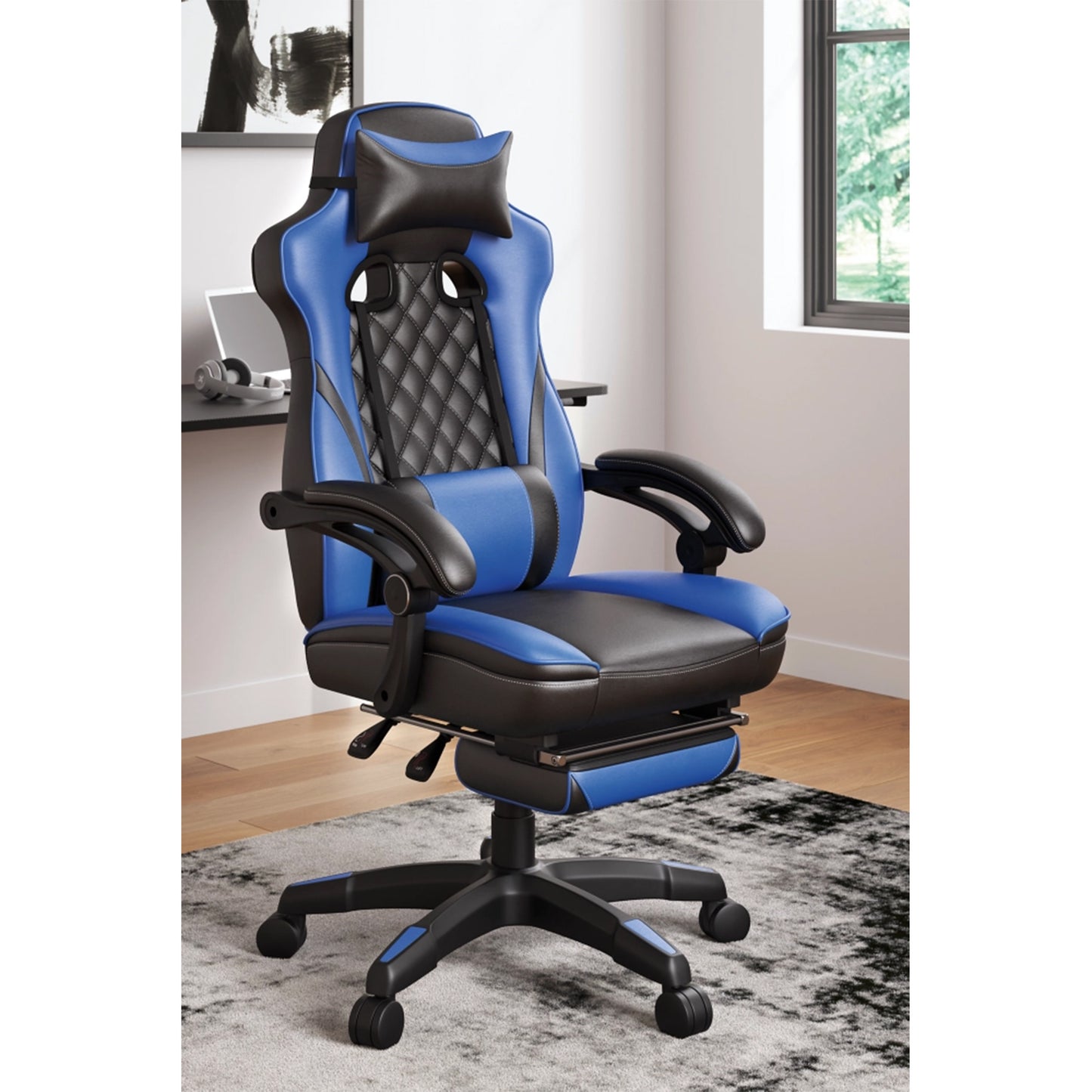 Ashley Lynxtyn Blue Black Contemporary Home Office Swivel Desk Chair H400-06A