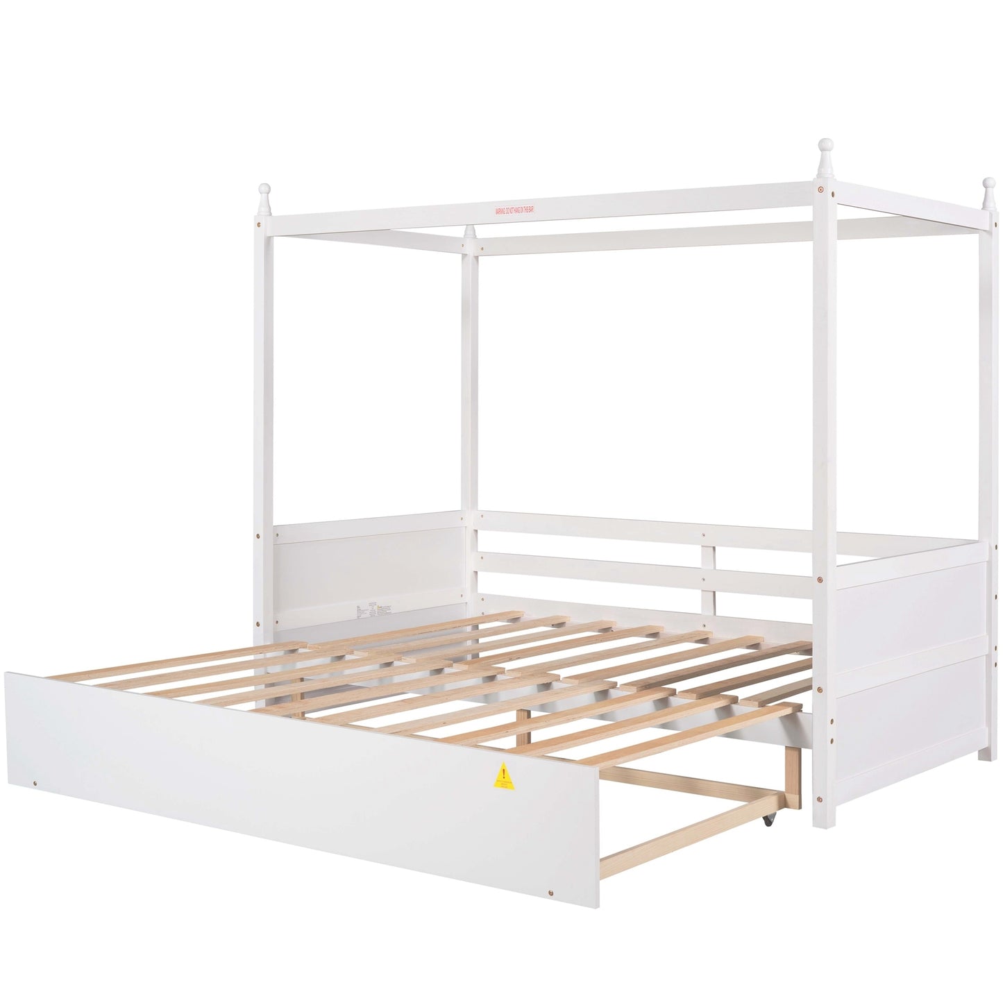 Twin Size Canopy Daybed or Pull-out Platform Bed, White