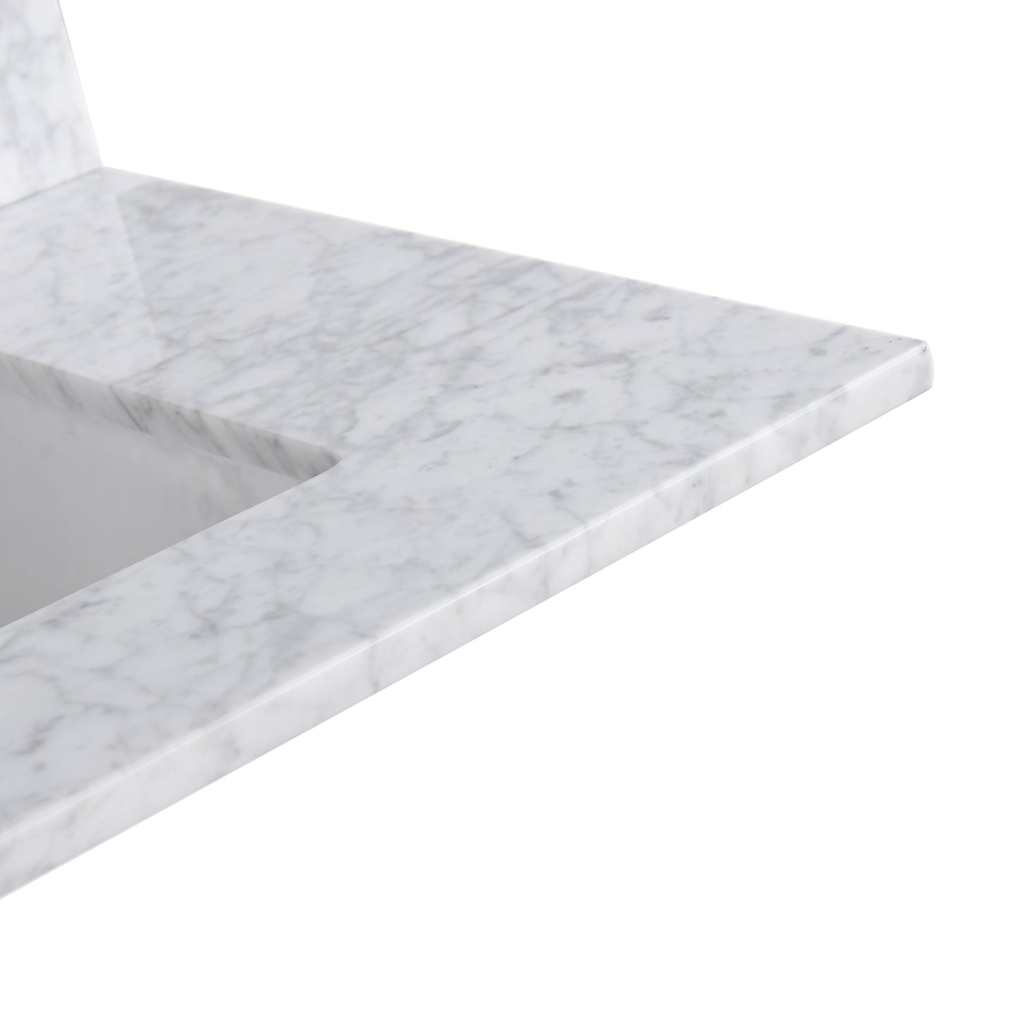 60" Vanity Top with Under Mount Rectangle Double Sink, Marble Stone, 8-inch widespread Faucet Hole,  Carrara White