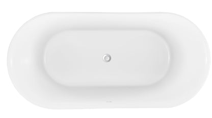 59" 100% Acrylic Freestanding Bathtub，Contemporary Soaking Tub，white inside and blue outside，Four corner bathtub