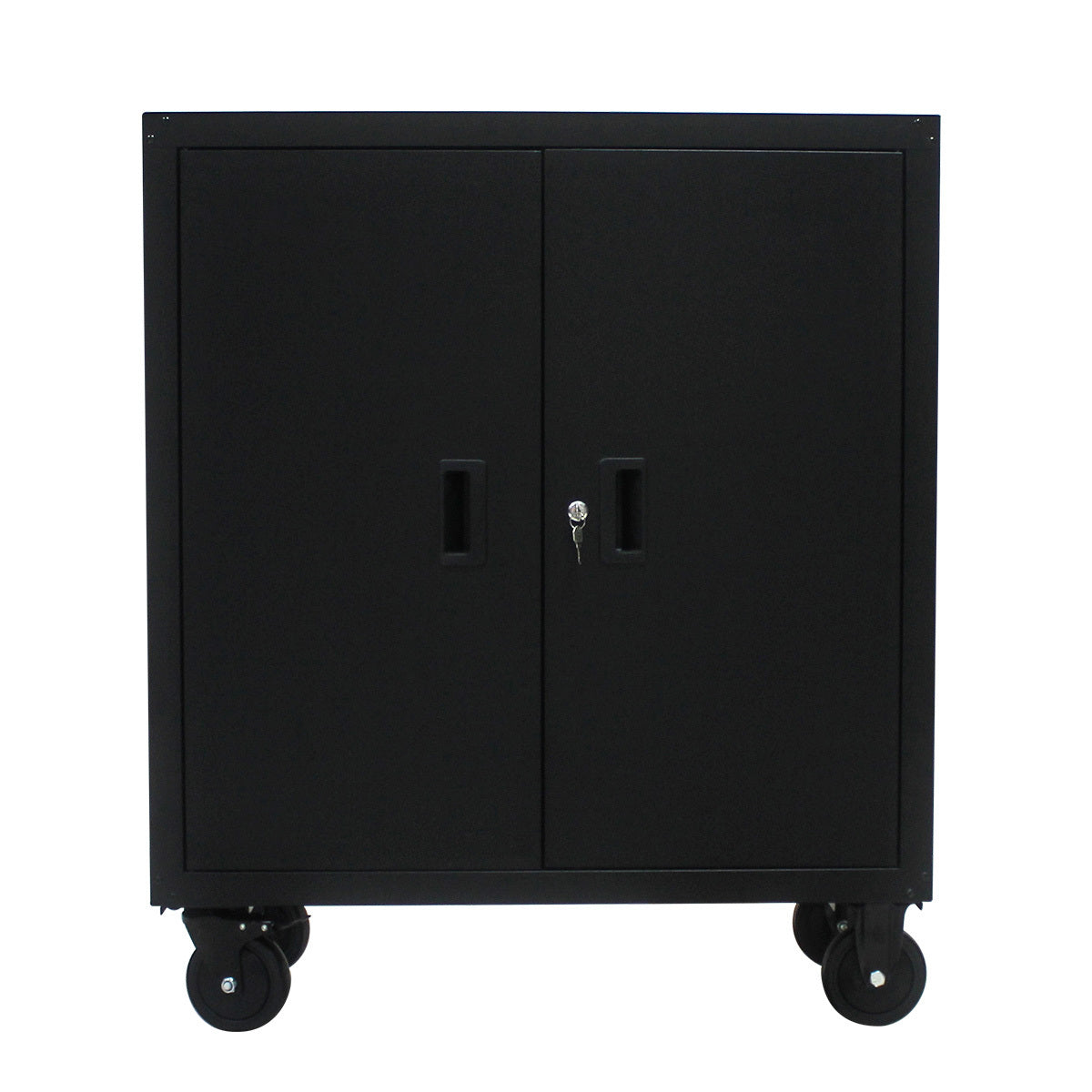 Metal Storage Cabinet with Locking Doors and One  Adjustable Shelves With 4 Wheels