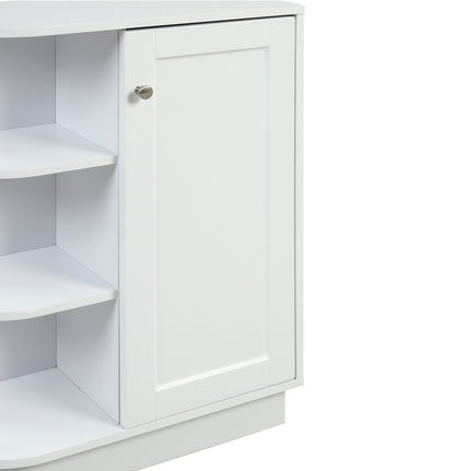 Open Style Shelf Cabinet with Adjustable Plates Ample Storage Space Easy to Assemble, White