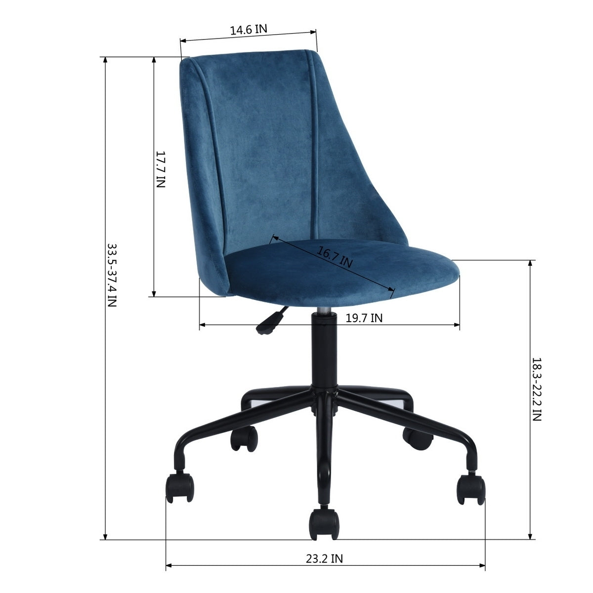 Velvet Upholstered Task Chair/ Home Office Chair - Blue