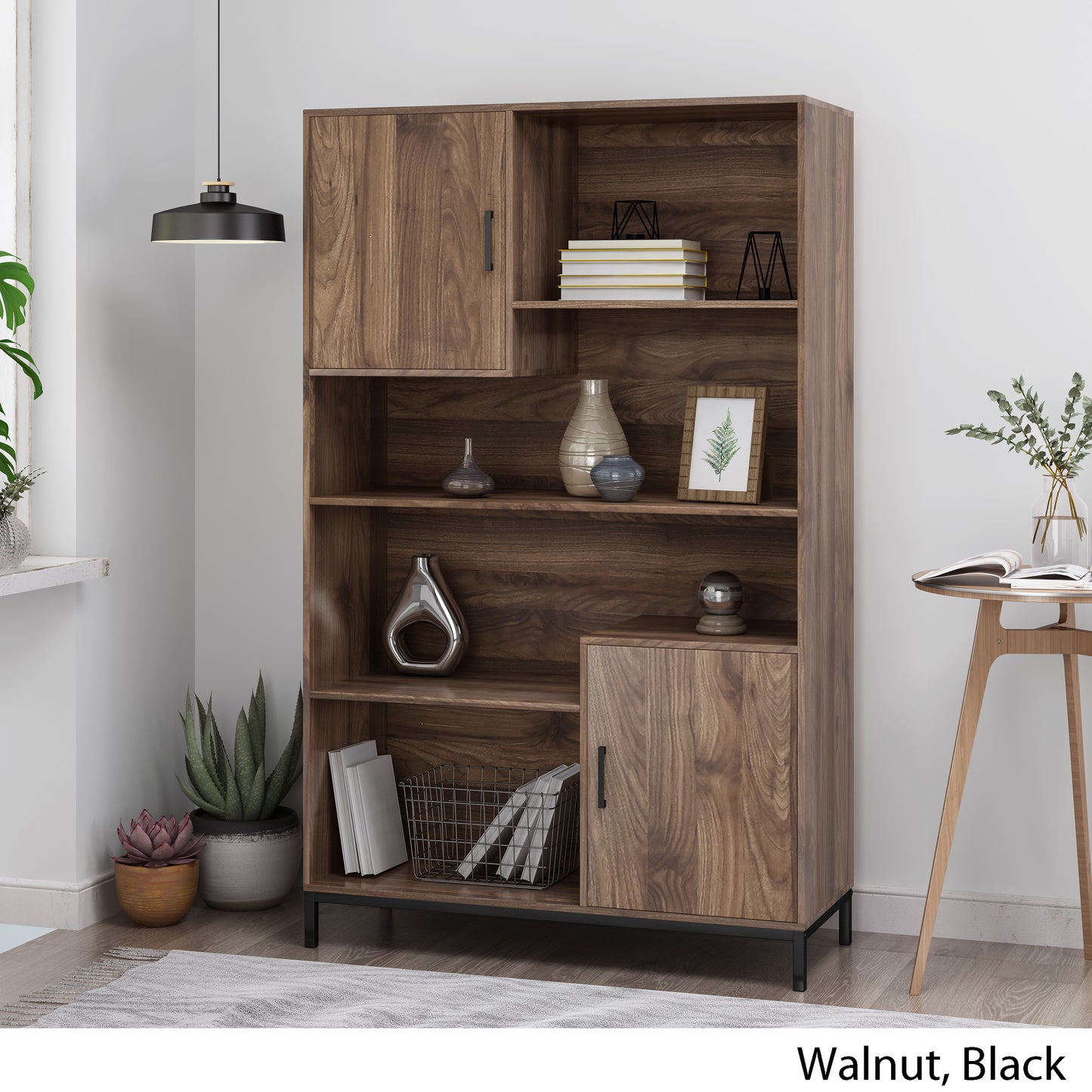 Joaquin bookcase with storage, walnut