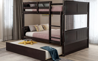 Full Over Full Bunk Bed with Twin Size Trundle, Espresso (old sku: LP000150AAP )