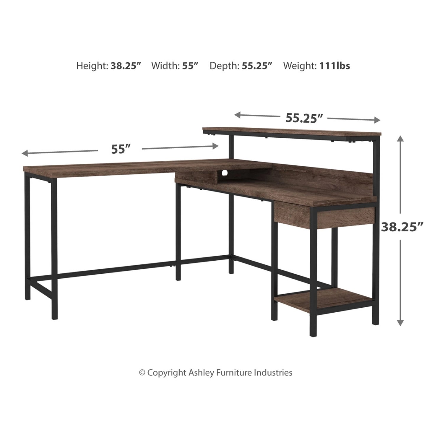 Ashley Arlenbry Contemporary Home Office L-Desk with Storage H275-24