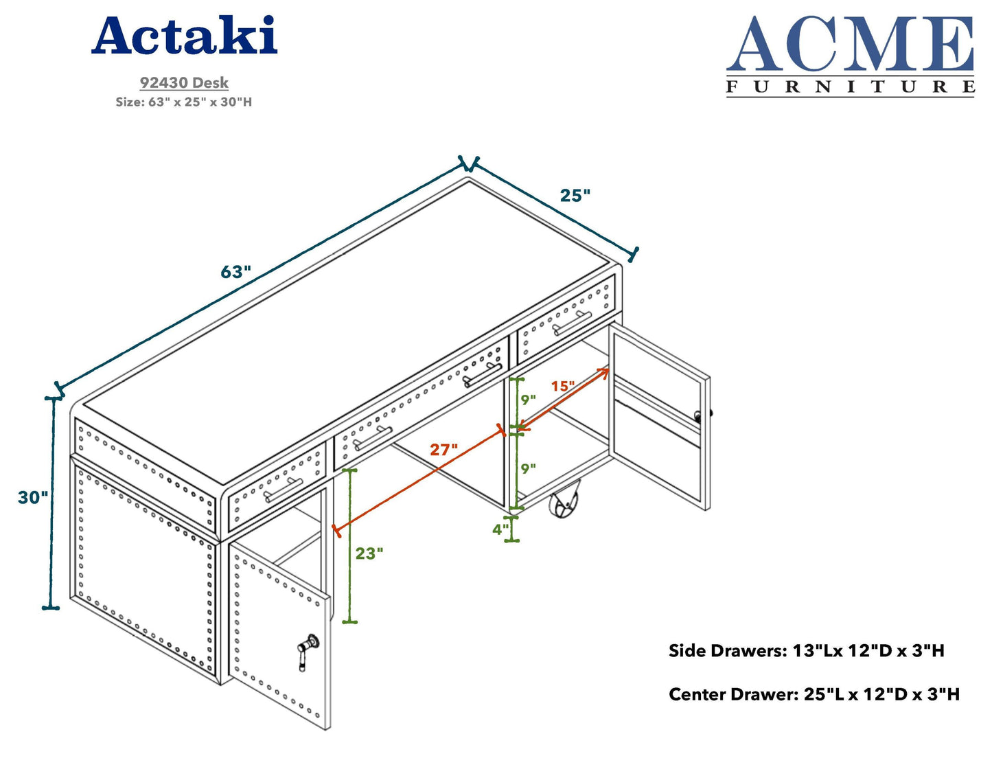 ACME Actaki Desk in Sandy Gray 92430