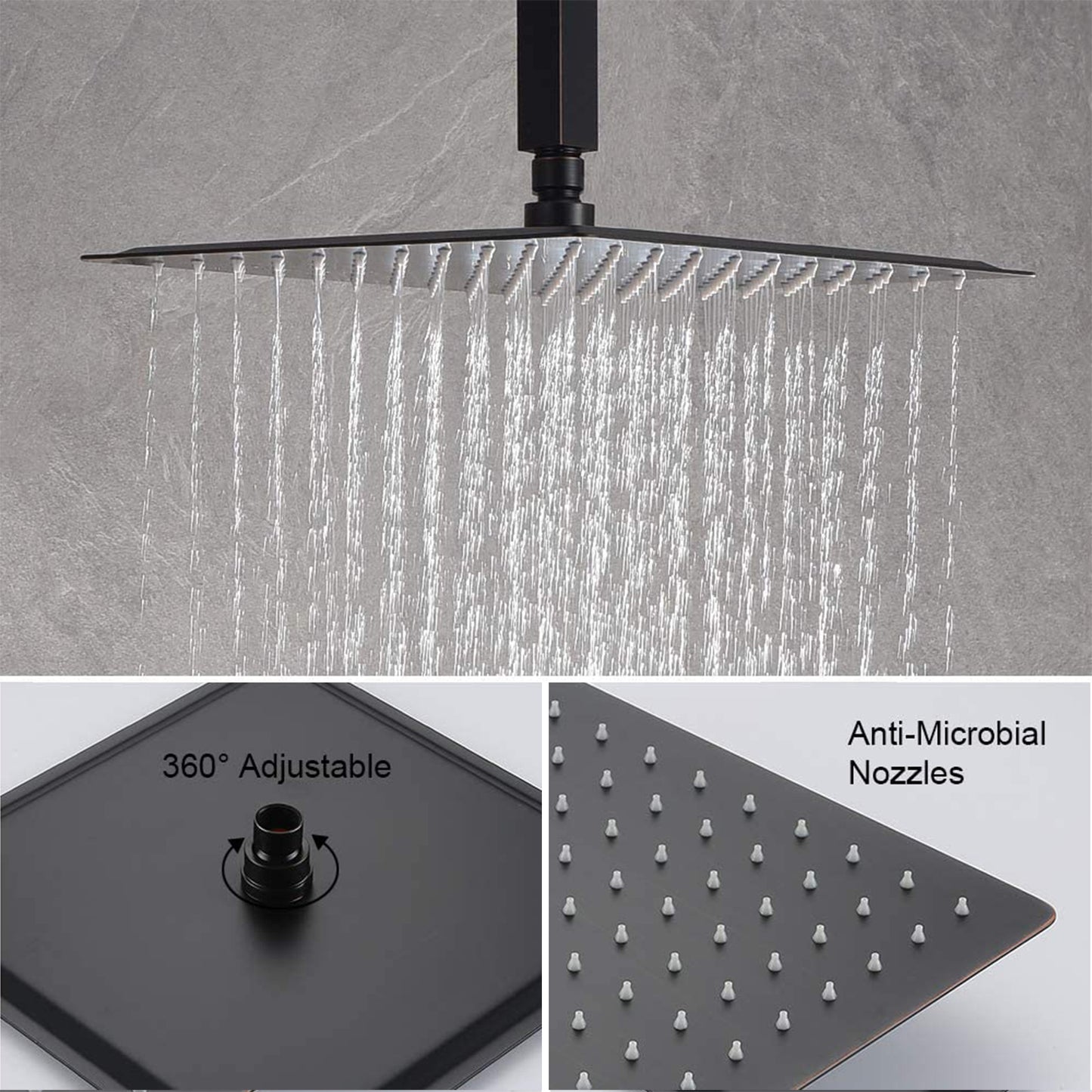 Ceiling Mounted Shower System Combo Set with Handheld and 12"Shower head