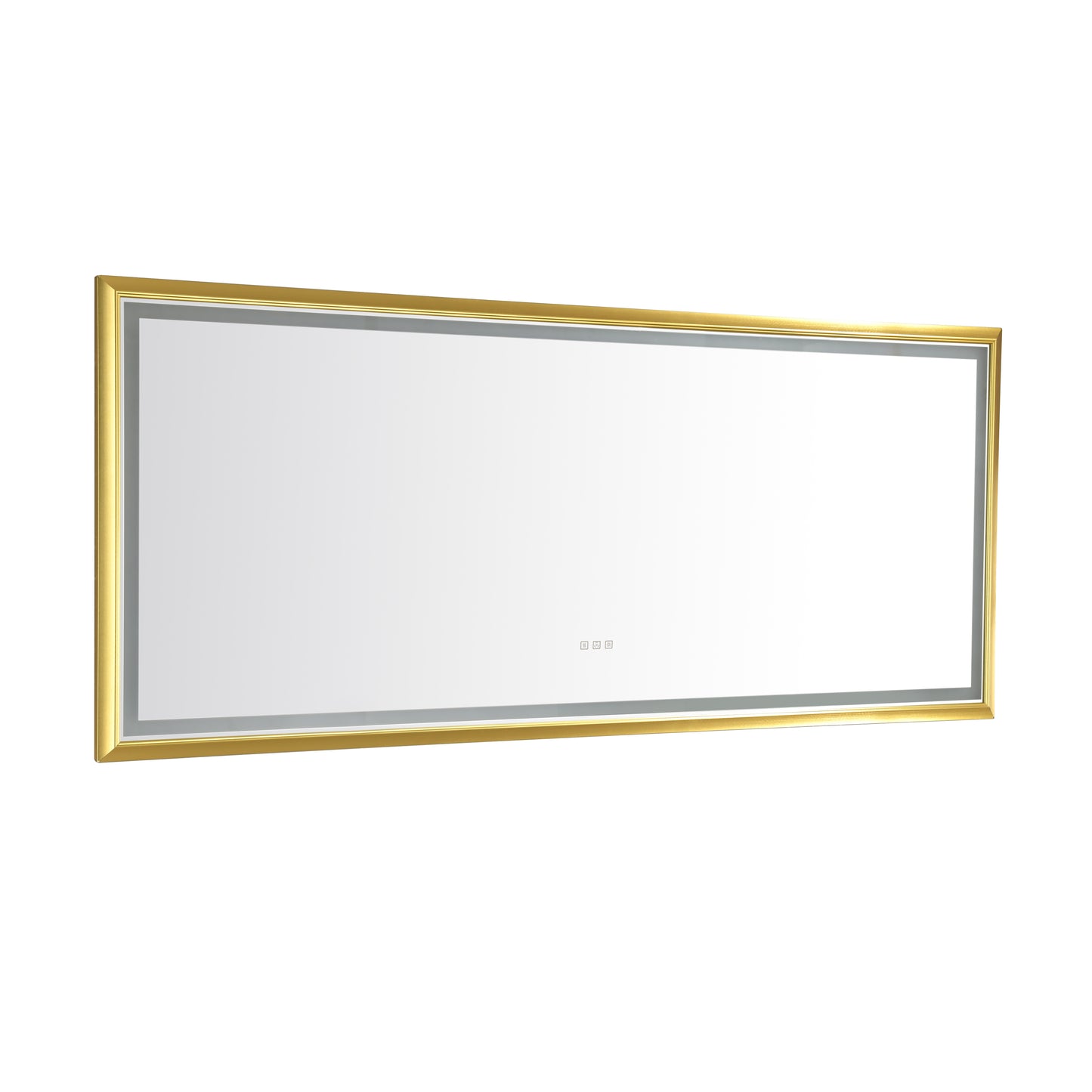 84 in. W x 36 in. H Oversized Rectangular Gold Framed LED Mirror Anti-Fog Dimmable Wall Mount Bathroom Vanity Mirror HD Wall Mirror Kit For Gym And Dance Studio 36 X 84Inches With