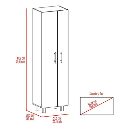 Halifax 2-Door Rectangle Closet Pantry Light Gray and White