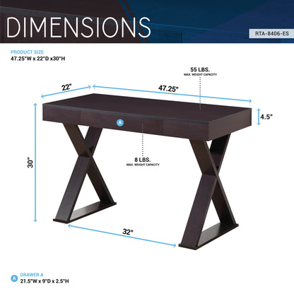 Techni Mobili Trendy Writing Desk with Drawer, Espresso