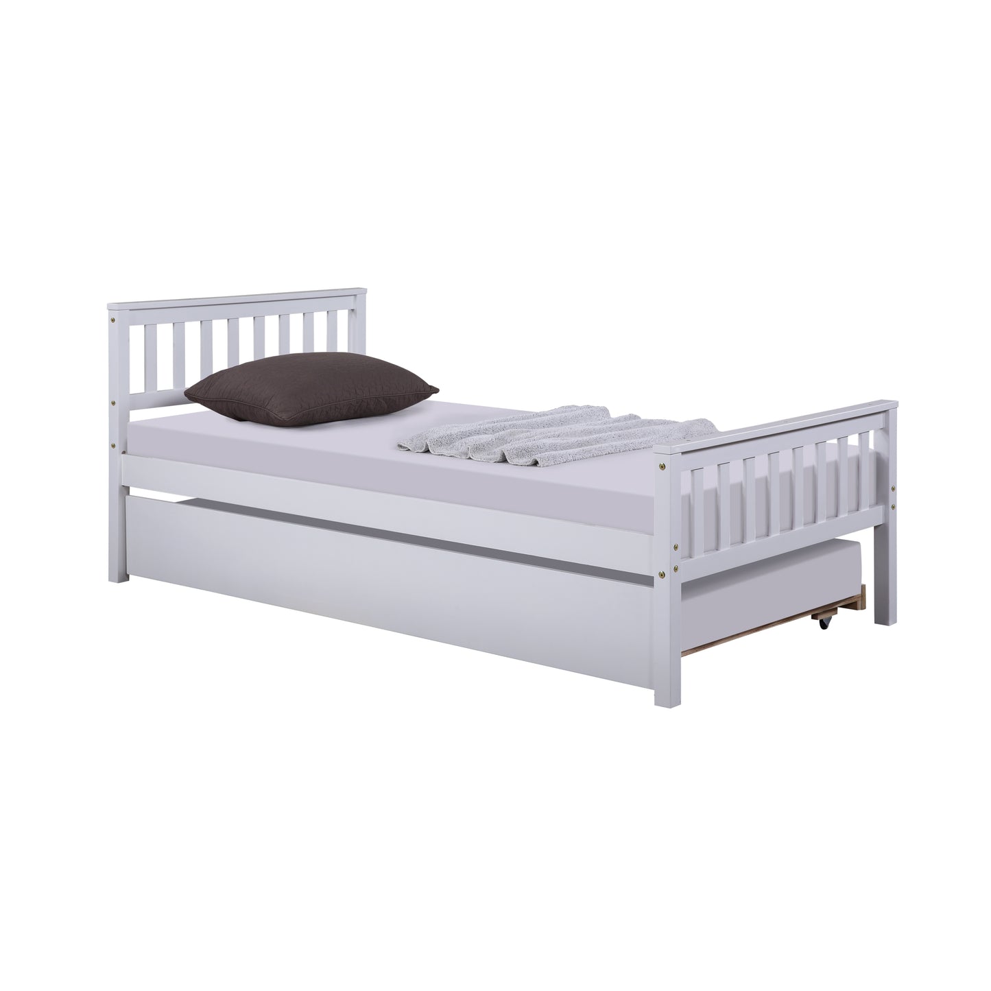 Twin Bed with Trundle, Platform Bed Frame with Headboard and Footboard, for Bedroom Small Living Space,No Box Spring Needed，Grey