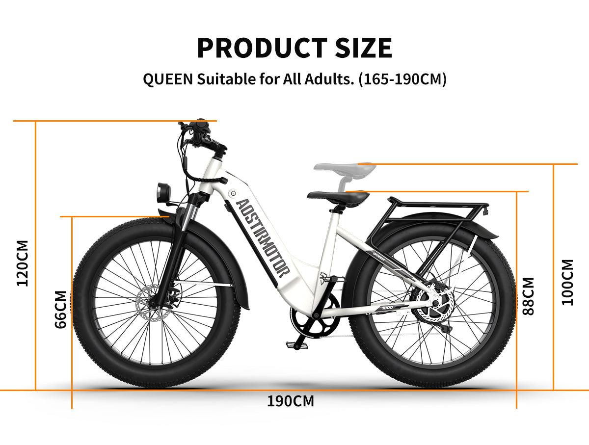 AOSTIRMOTOR new pattern 26" 1000W Electric Bike Fat Tire 52V15AH Removable Lithium Battery for Adults(white)