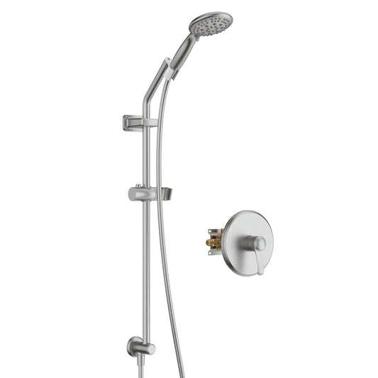 Large Amount of water Multi Function Shower Head - Shower System with 4." Rain Showerhead, 6-Function Hand Shower, Simple Style, Brushed Nickel
