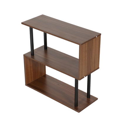 2-Tier Geometric Bookcase, Chestnut