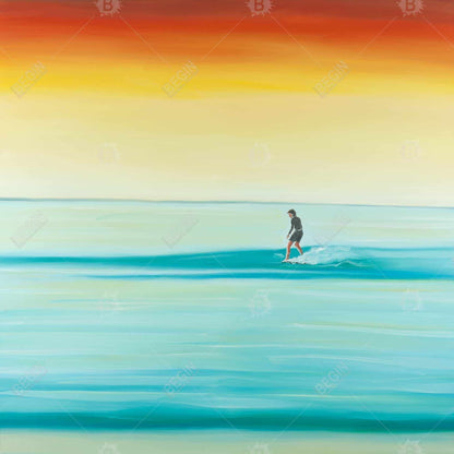 A surfer by dawn - 12x12 Print on canvas