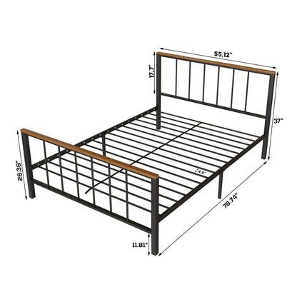 Metal Platform Bed frame with Headboard and Footboard,Sturdy Metal Frame, No Box Spring Needed(Full)