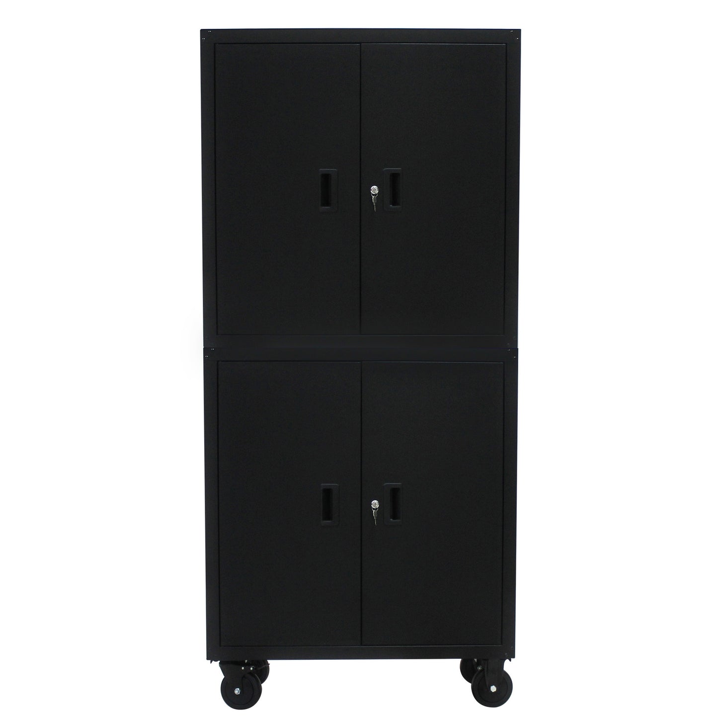 Metal Storage Cabinet with Locking Doors and One  Adjustable Shelves With 4 Wheels